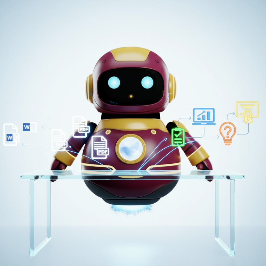 SpediBot Author sitzt am Schreibtisch und verarbeitet Dokumente