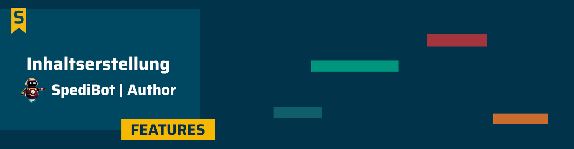 Blauer Hintergrund mit Aufschrift: Inhaltserstellung SpediBot Author